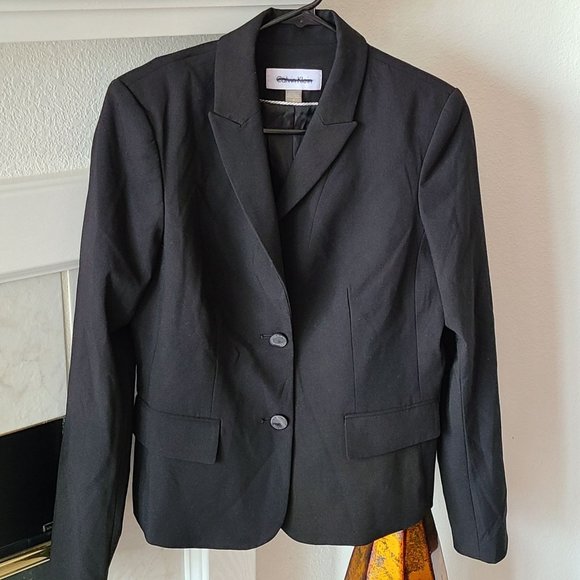 Calvin Klein US Womens Size 4 Black Long Sleeve Two Button Blazer - Picture 1 of 9